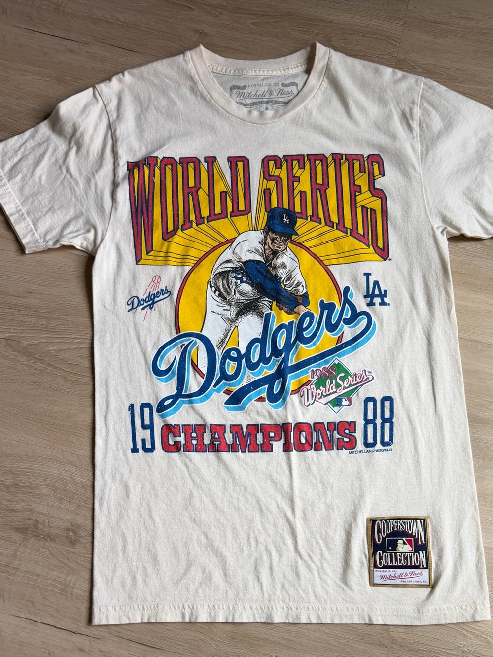 Mitchell & Ness White Tee with Red and Yellow Graphic